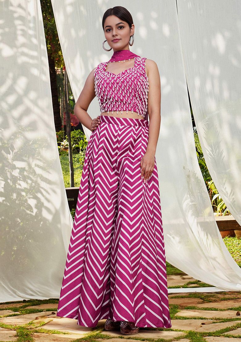 Pink Skirt Set With Hand Embroidered Blouse and Dupatta