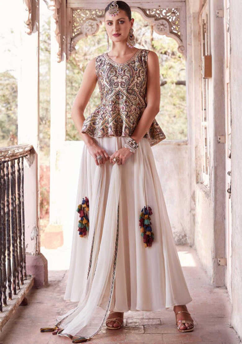 Blue Printed Poly Blend Fusion Set