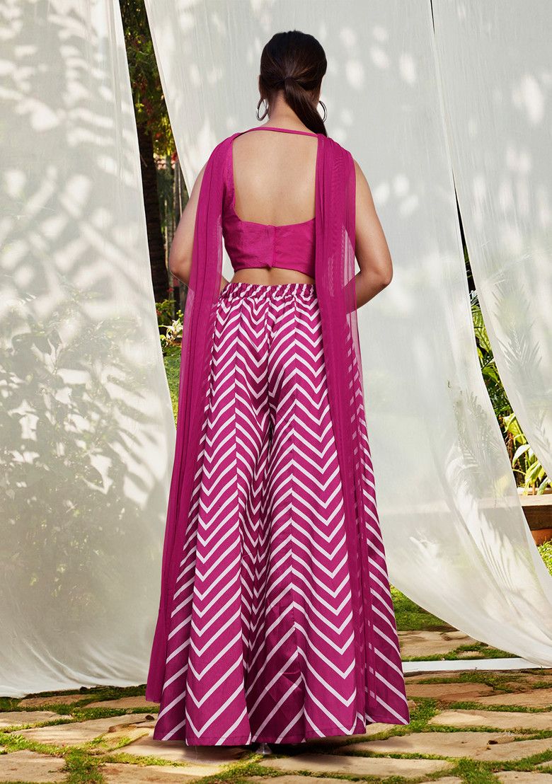 Pink Skirt Set With Hand Embroidered Blouse and Dupatta