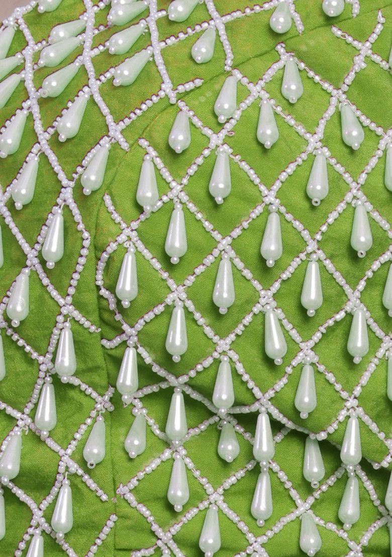 Green Skirt Set With Hand Embroidered Blouse and Dupatta