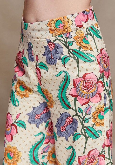 Beige Printed Poly Blend Fusion Set